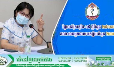 ថ្ងៃនេះរកឃើញករណីវិជ្ជមានវីរុសកូវីដ-១៩ ថ្មីចំនួន ២៩១នាក់ ខណ:មានអ្នកជាសះស្បើយចំនួន ២៣នាក់