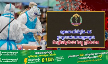 ស្ថានភាពជំងឺកូវីដ-១៩ ក្នុងព្រះរាជាណាចក្រកម្ពុជា សម្រាប់ថ្ងៃទី១២ ខែធ្នូ ឆ្នាំ២០២១