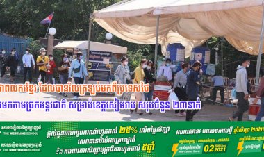 ប្រជាពលករខ្មែរ ដែលបានវិលត្រឡប់មកពីប្រទេសថៃ ចូលមកតាមច្រកអន្តរជាតិ សម្រាប់ខេត្តសៀមរាប សរុបចំនួន ២៣នាក់