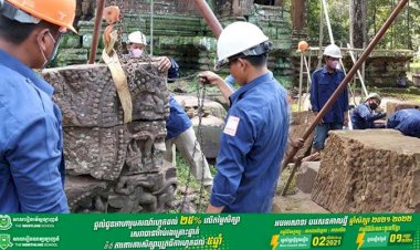ក្រុមការងារជំនាញ នៃអាជ្ញាធរជាតិអប្សរា ចាប់ផ្ដើមធ្វើការជួសជុលខ្លោងទ្វារខាងកើត នៃប្រាសាទអង្គរវត្ត !