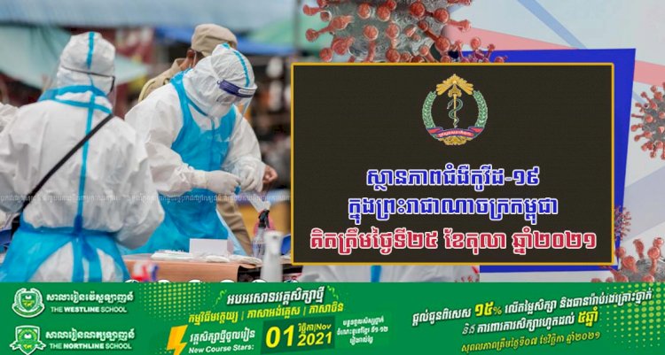 សេចក្តីជូនព័ត៌មាន ស្តីពី ការសរុបស្ថានភាពជំងឺកូវីដ-១៩ ក្នុងព្រះរាជាណាចក្រកម្ពុជា សម្រាប់ថ្ងៃទី២៥ ខែតុលា ឆ្នាំ២០២១