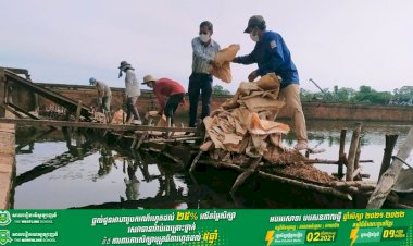 អាជ្ញាធរជាតិអប្សរា ធ្វើការជួសជុលកាំជណ្តើរច្រាំងកសិន្ធុប្រាសាទអង្គរវត្ត ផ្នែកខាងត្បូង នៃស្ពានហាល