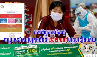 រកឃើញករណីឆ្លងថ្មីជាប្រភេទវីរុសអូមីក្រុងចំនួន ២៦២ករណីបន្ថែមទៀតហើយ