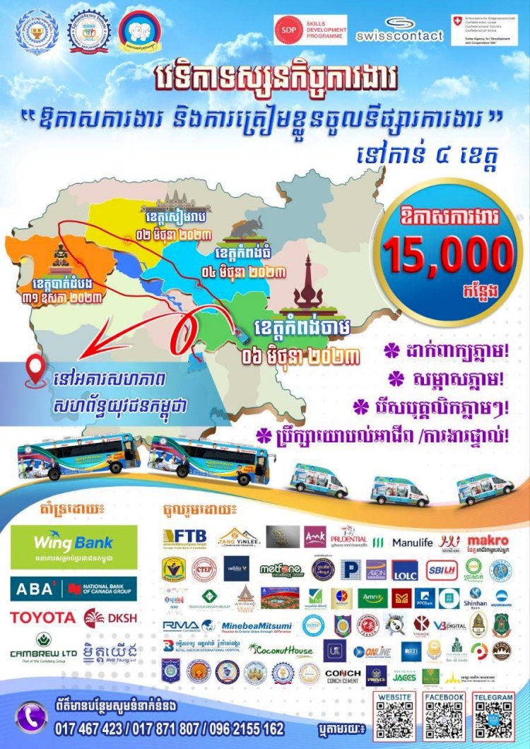 តោះតៀម CV ! យុវវជននៅខេត្តកំពង់ចាមនឹងទទួលបានឱកាសការងារ ១ម៉ឺន ៥ពាន់ កន្លែងពីវេទិកាទស្សនកិច្ចការងាររបស់ NEA