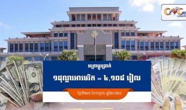 អត្រាប្ដូរប្រាក់ប្រចាំថ្ងៃទី២៣ ខែកក្កដា ឆ្នាំ២០២៤